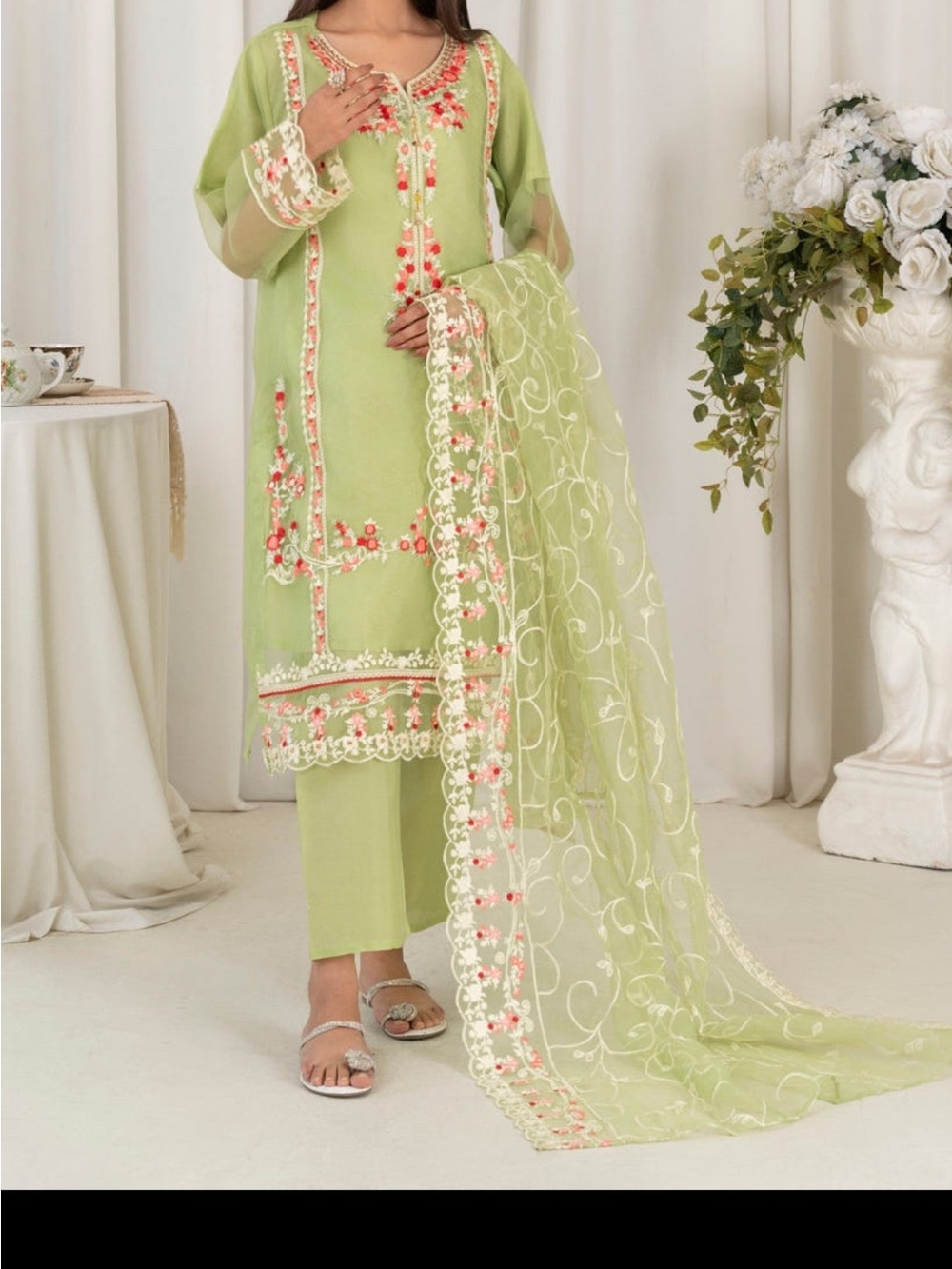 Light Green Embroidered Salwar Kameez Set